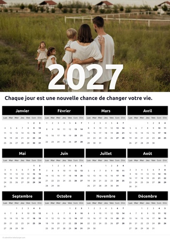 Aperçu calendrier personnalisé annuel